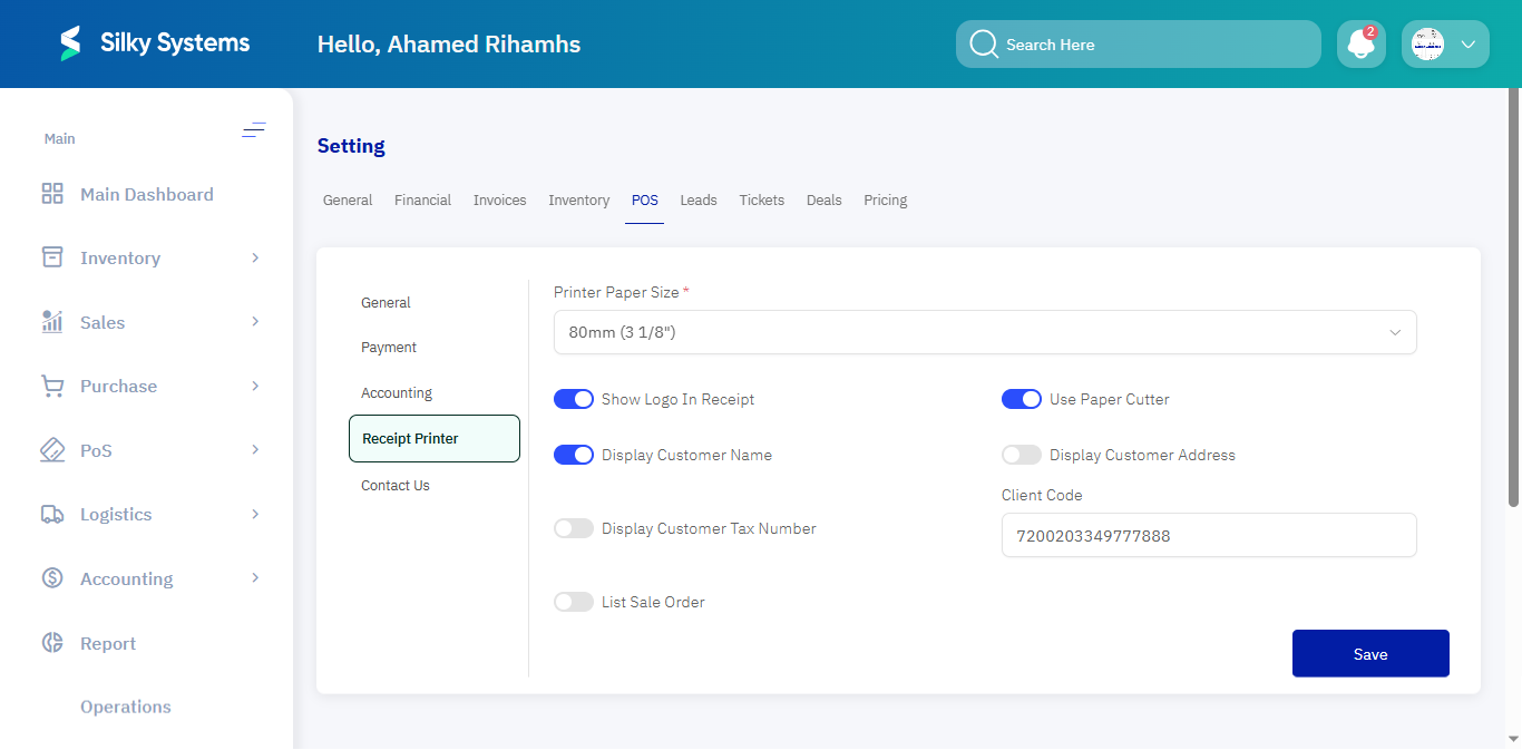 Receipt Printer Screenshot