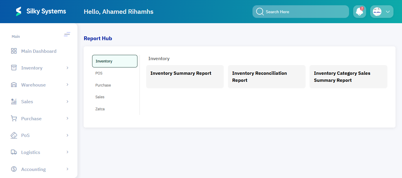 Reports Hub Interface